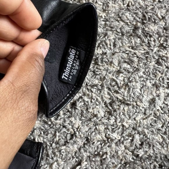 VTG Genuine Leather Fleece Lined Gloves Size XL Thinsulate 40 Gram Gray Black - Picture 4 of 4